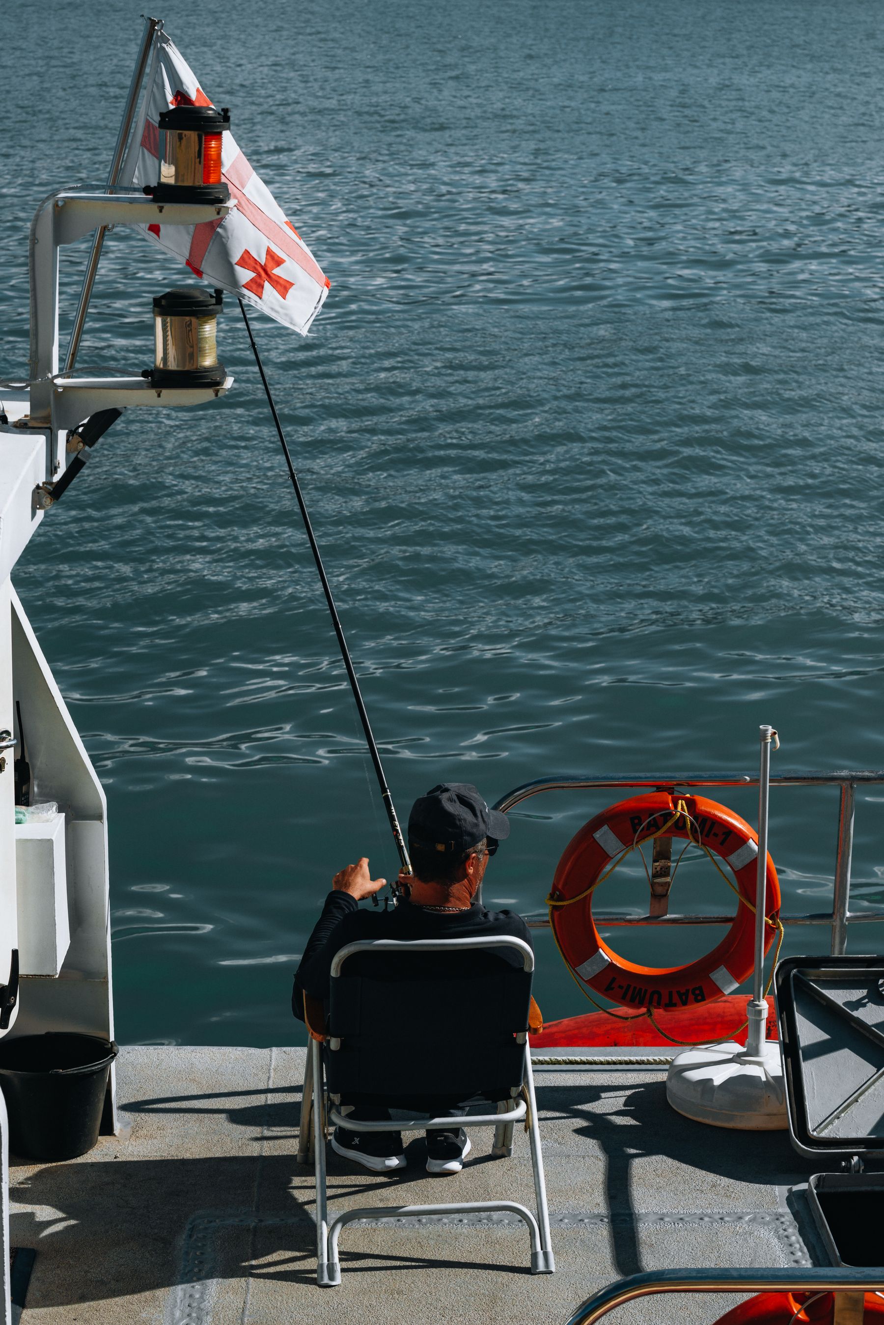 Angler fishing from a boat